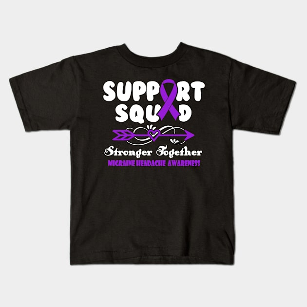 Migraine Headache Gastroparesis Awareness Support Squad Stronger Together - In This Family We Fight Together T-Shirt Kids T-Shirt by KHANH HUYEN